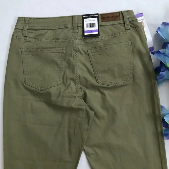 Calvin Klein NWT Olive Green Crop Jeans Women 4 - Picture 6 of 9